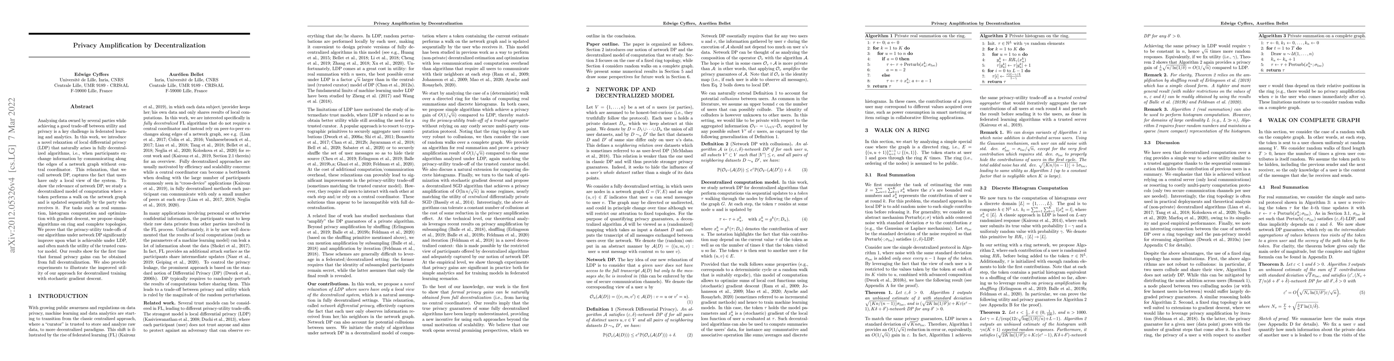 Thumbnail for Privacy Amplification by Decentralization