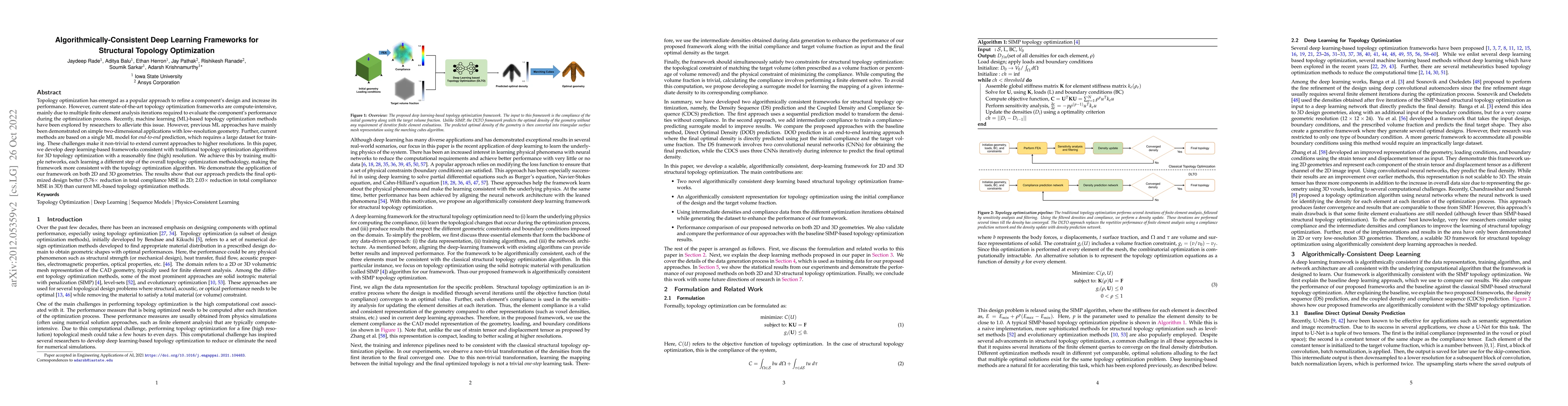 Thumbnail for Algorithmically-Consistent Deep Learning Frameworks for Structural
  Topology Optimization