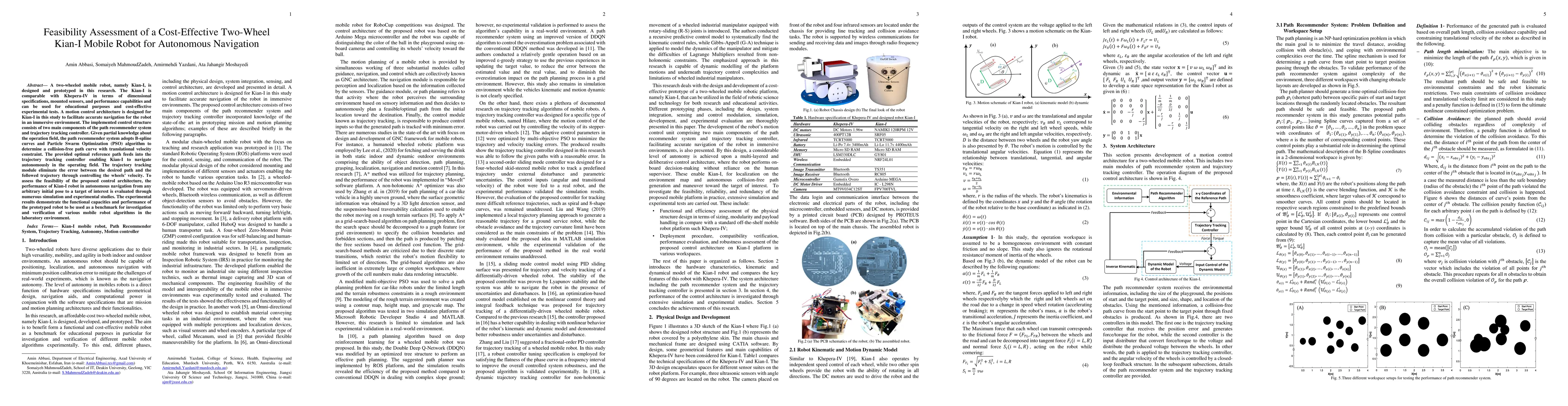 Thumbnail for Feasibility Assessment of a Cost-Effective Two-Wheel Kian-I Mobile Robot
  for Autonomous Navigation