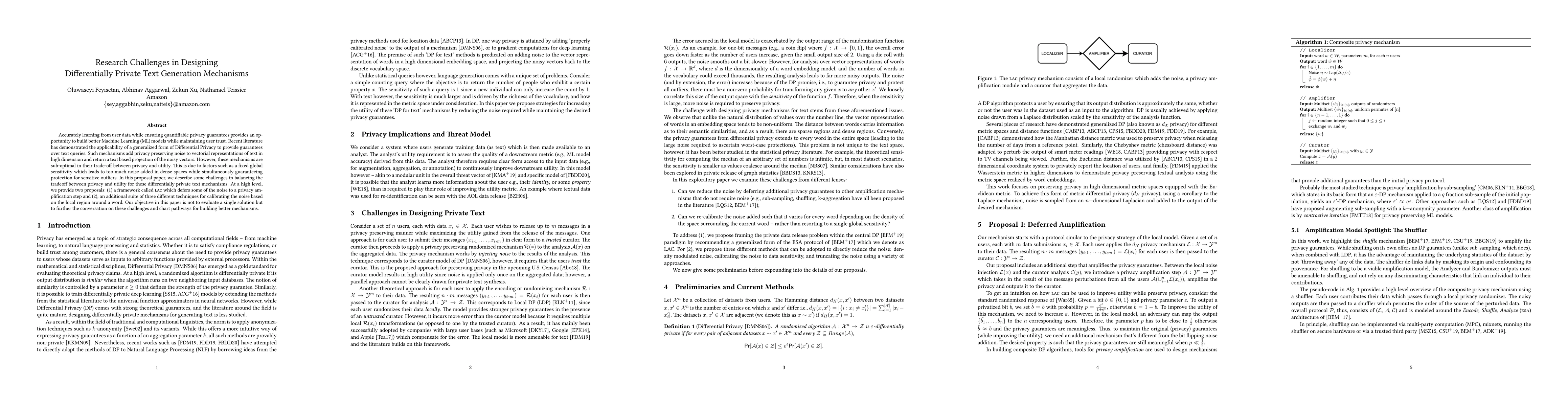 Thumbnail for Research Challenges in Designing Differentially Private Text Generation
  Mechanisms