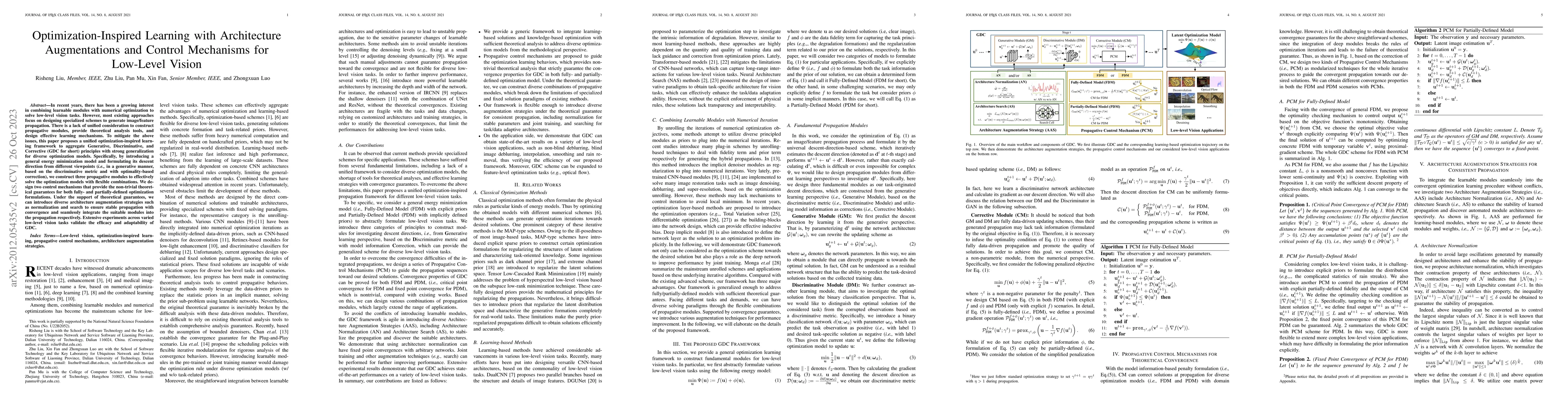 Thumbnail for Optimization-Inspired Learning with Architecture Augmentations and
  Control Mechanisms for Low-Level Vision