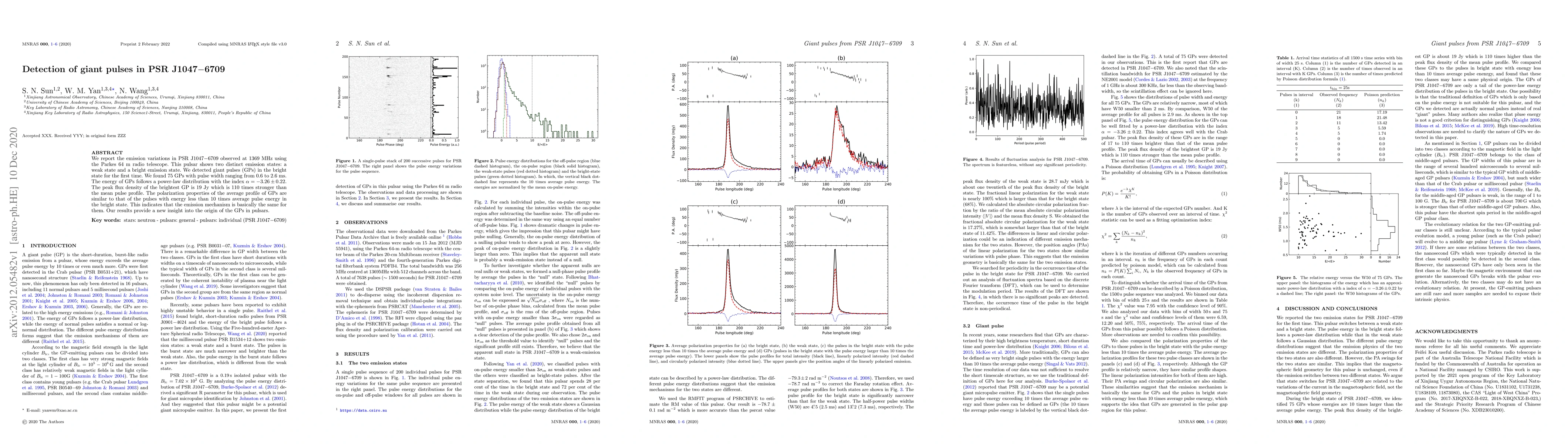 Thumbnail for Detection of giant pulses in PSR J1047-6709