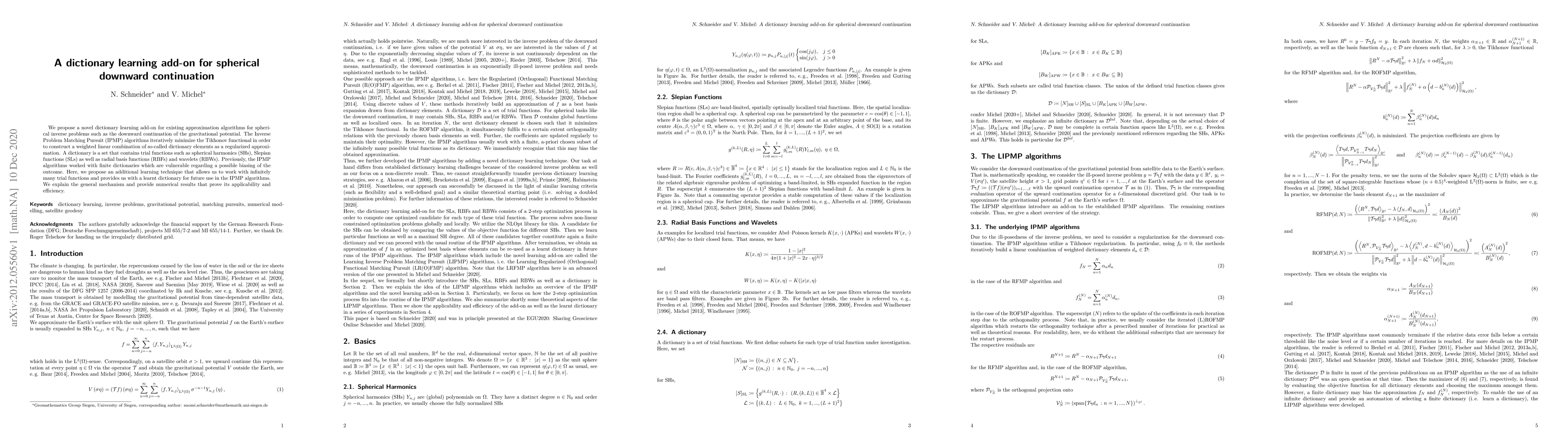 Thumbnail for A dictionary learning add-on for spherical downward continuation