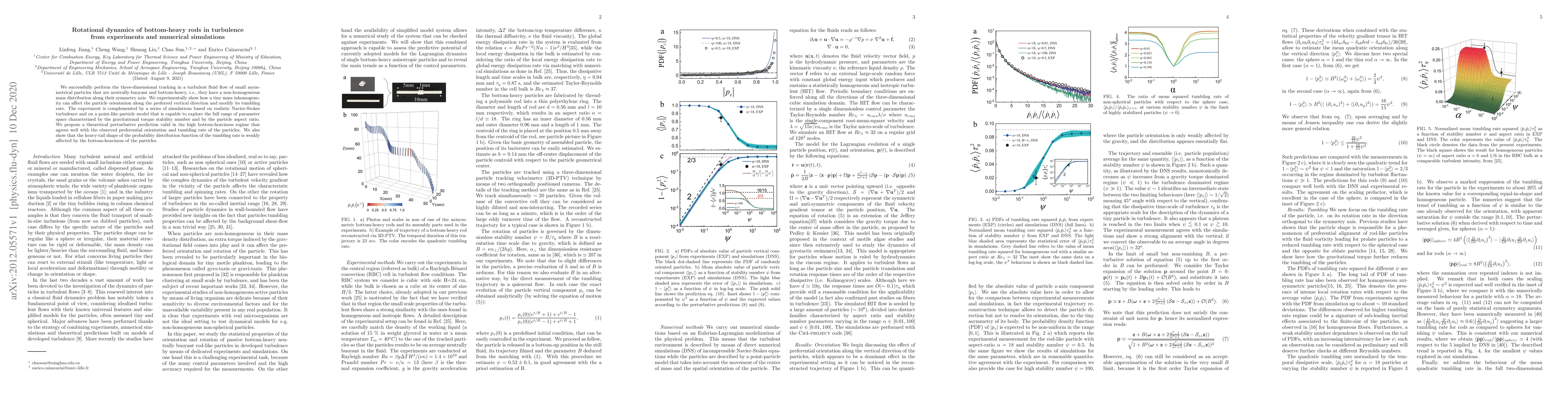 Thumbnail for Rotational dynamics of bottom-heavy rods in turbulence from experiments
  and numerical simulations