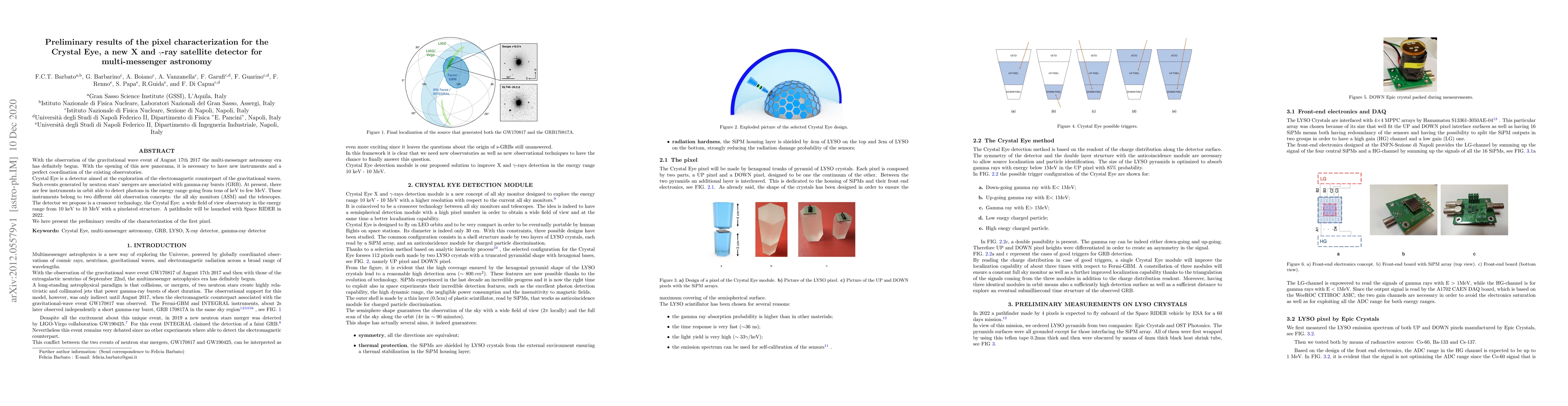 Thumbnail for Preliminary results of the pixel characterization for the Crystal Eye, a
  new X and gamma-ray satellite detector for multi-messenger astronomy