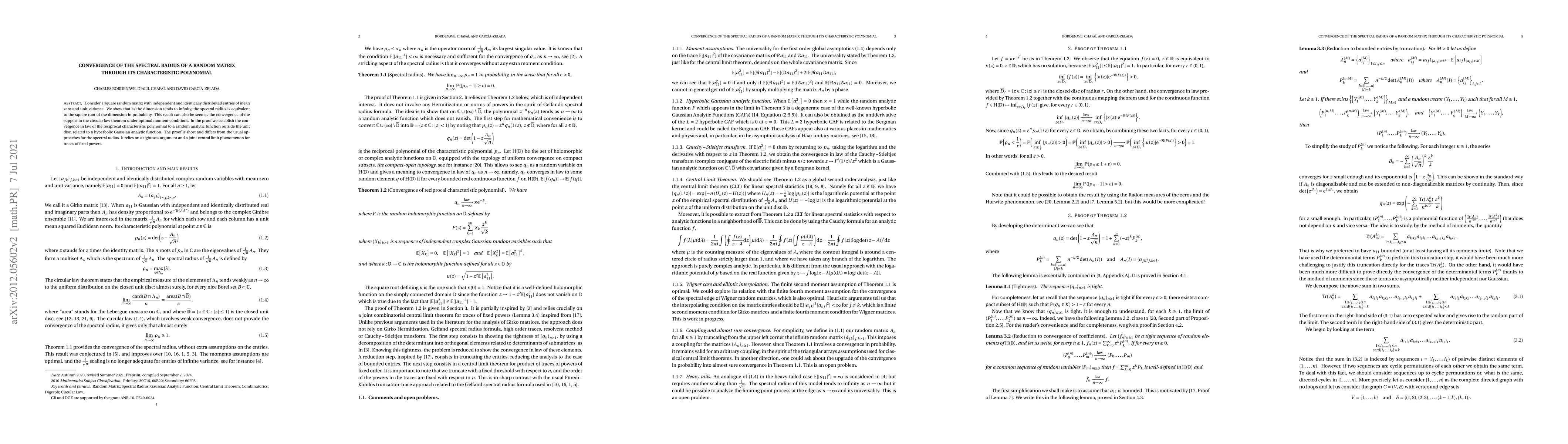 Thumbnail for Convergence of the spectral radius of a random matrix through its
  characteristic polynomial
