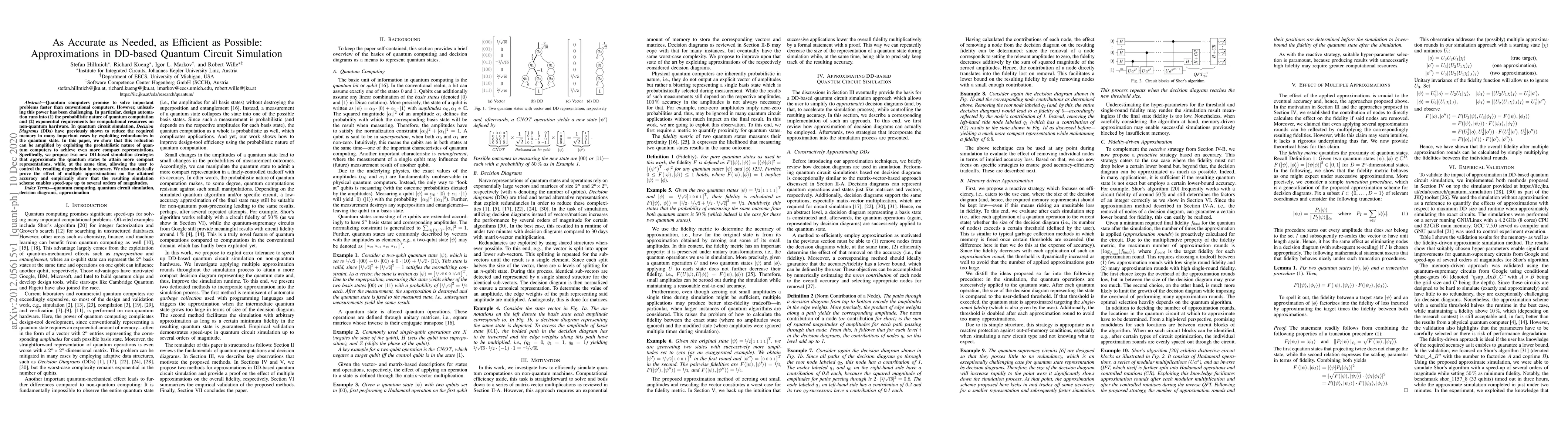 Thumbnail for As Accurate as Needed, as Efficient as Possible: Approximations in
  DD-based Quantum Circuit Simulation
