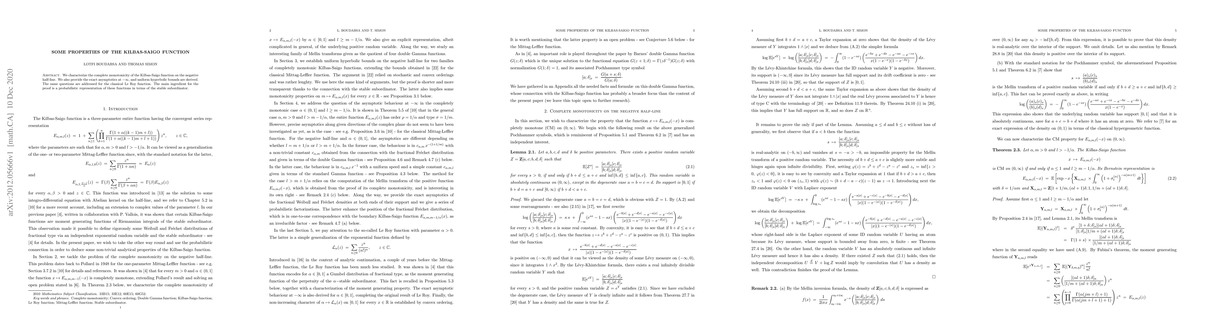 Thumbnail for Some properties of the Kilbas-Saigo function