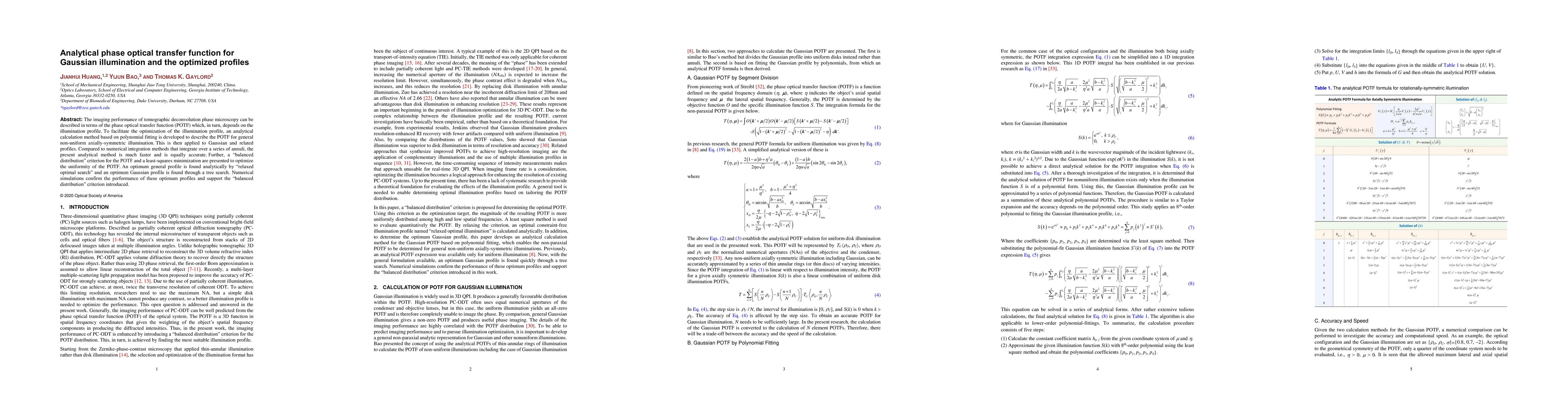 Thumbnail for Analytical phase optical transfer function for Gaussian illumination and
  the optimized profiles