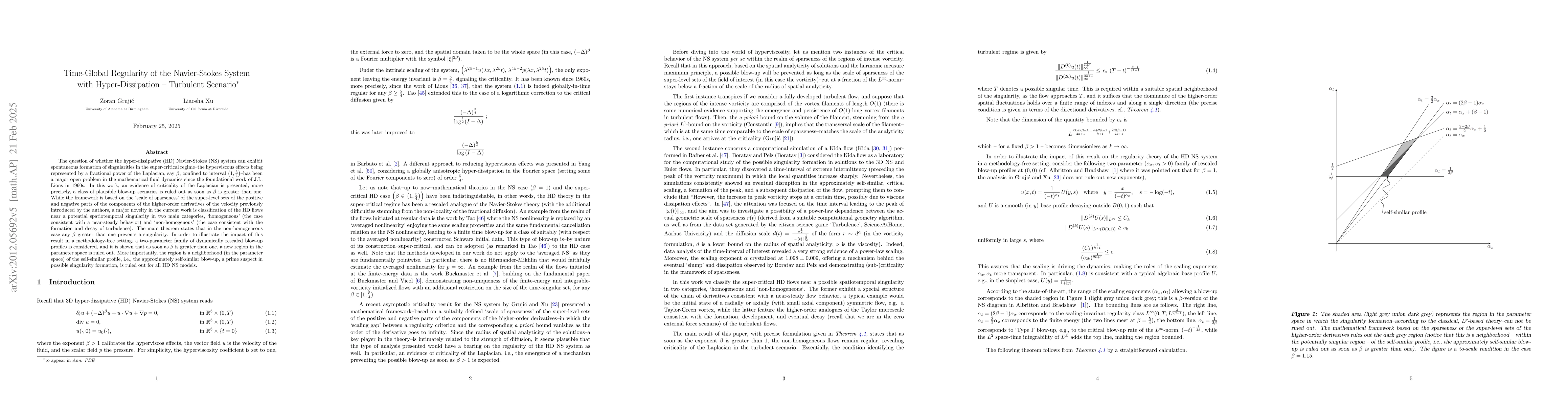 Thumbnail for Time-Global Regularity of the Navier-Stokes System with
  Hyper-Dissipation--Turbulent Scenario
