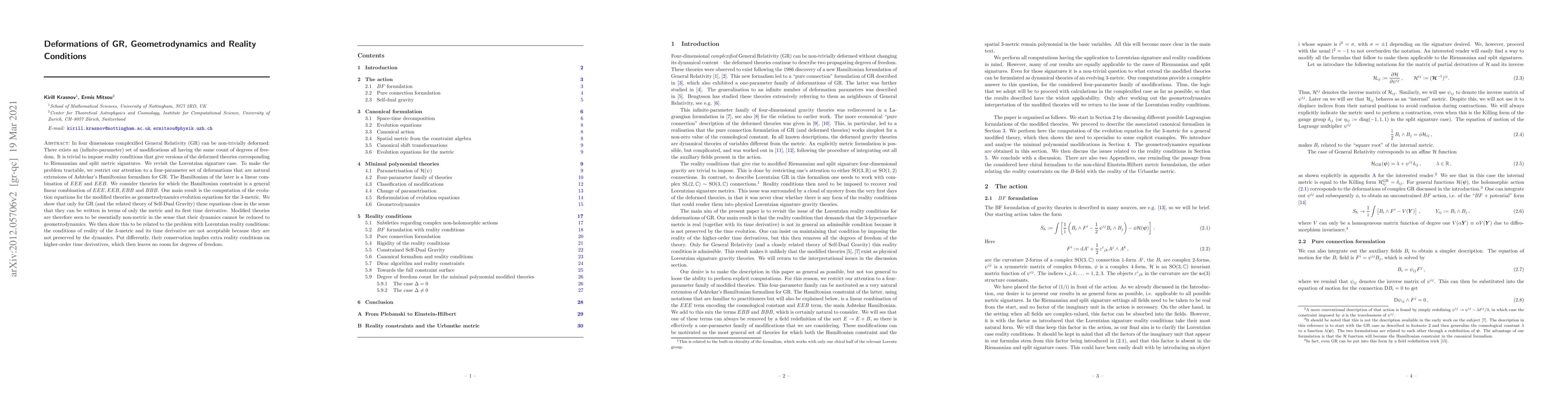 Thumbnail for Deformations of GR, Geometrodynamics and Reality Conditions