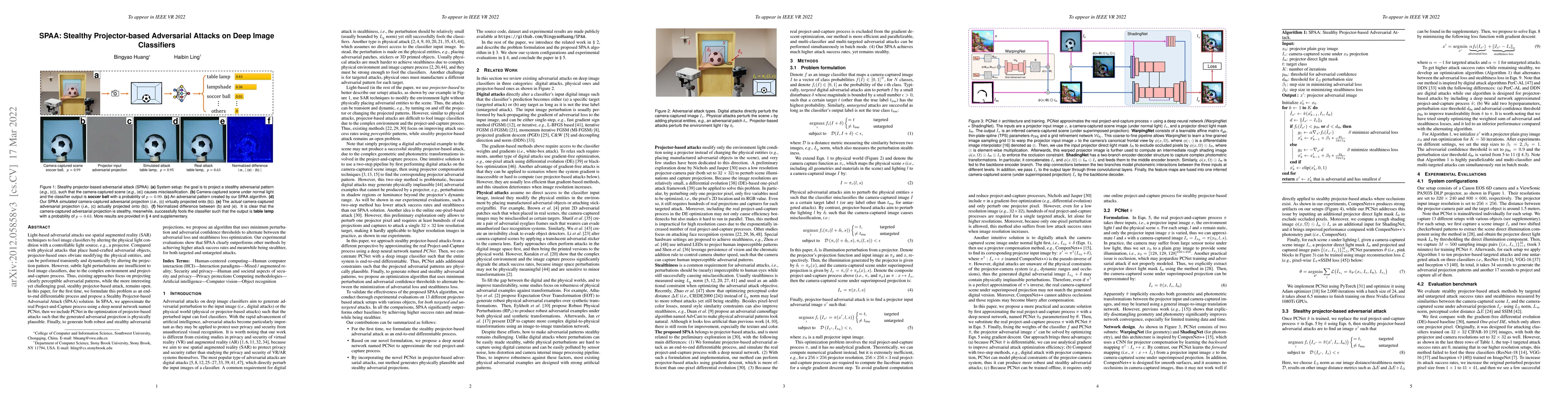 Thumbnail for SPAA: Stealthy Projector-based Adversarial Attacks on Deep Image
  Classifiers