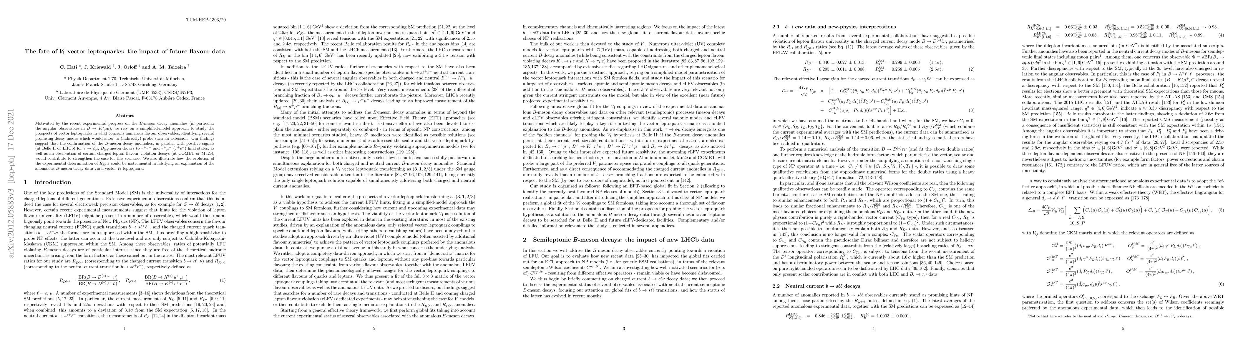 Thumbnail for The fate of $V_1$ vector leptoquarks: the impact of future flavour data