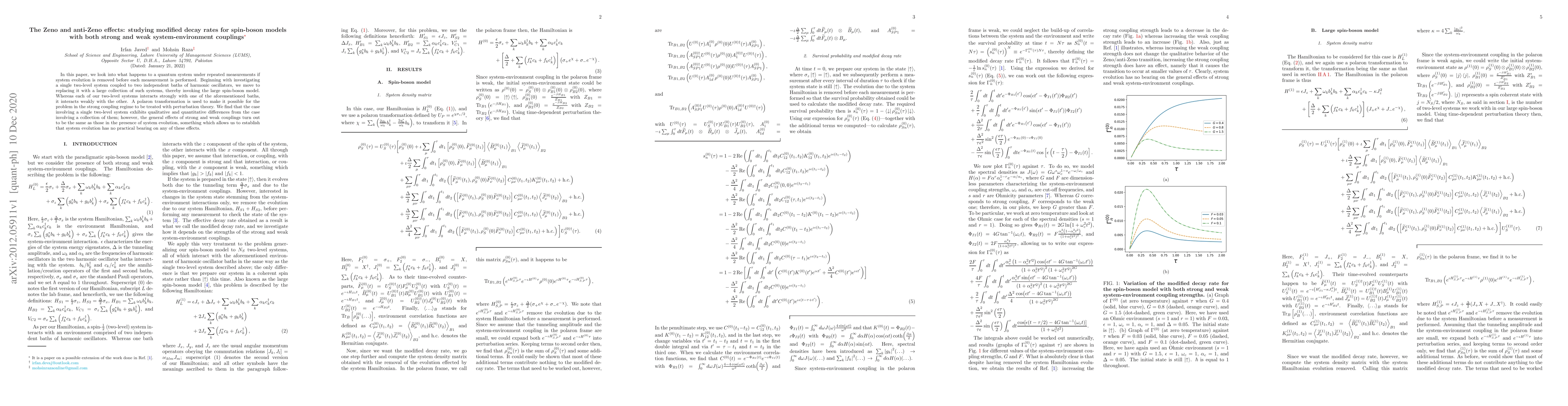 Thumbnail for The Zeno and anti-Zeno effects: studying modified decay rates for
  spin-boson models with both strong and weak system-environment couplings