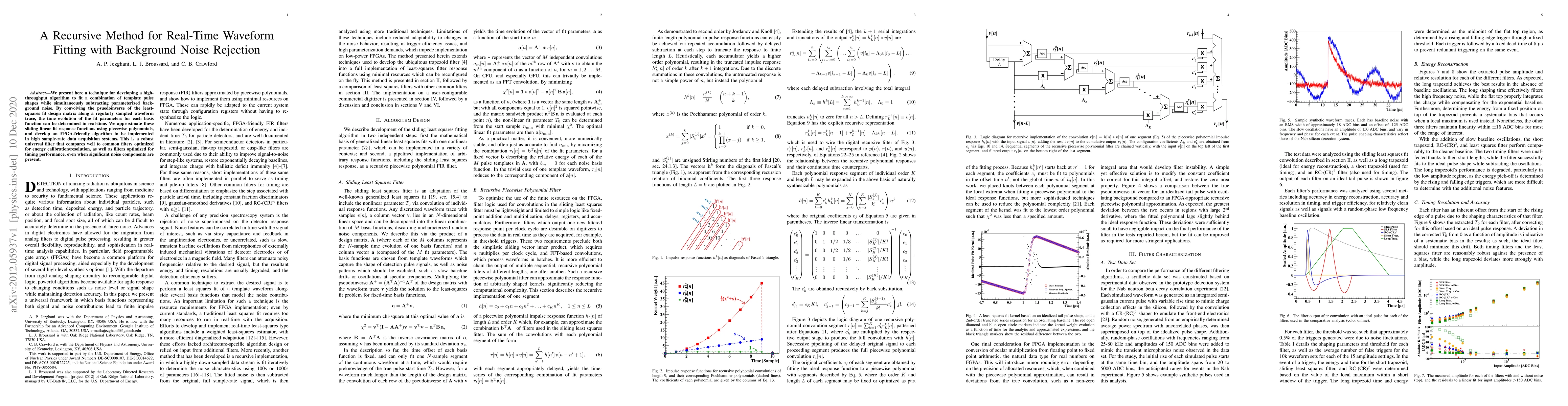 Thumbnail for A Recursive Method for Real-Time Waveform Fitting with Background Noise
  Rejection