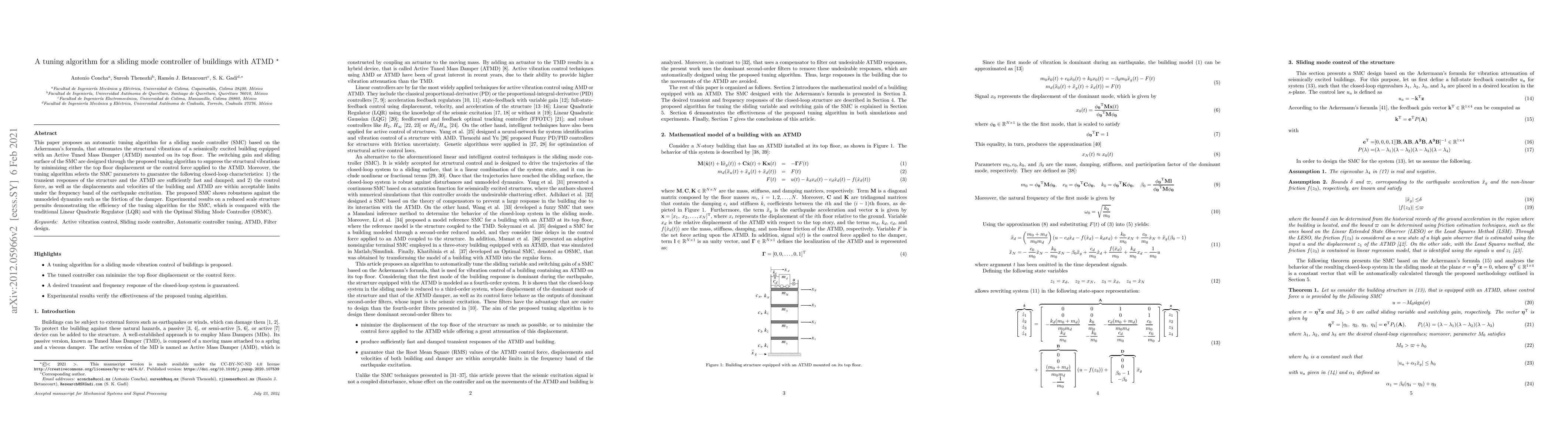 Thumbnail for A tuning algorithm for a sliding mode controller of buildings with ATMD