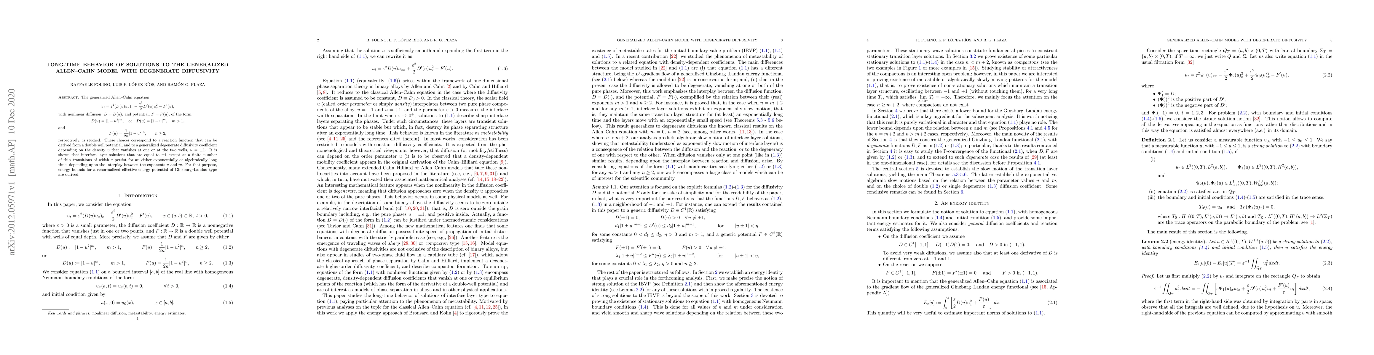 Thumbnail for Long-time behavior of solutions to the generalized Allen-Cahn model with
  degenerate diffusivity