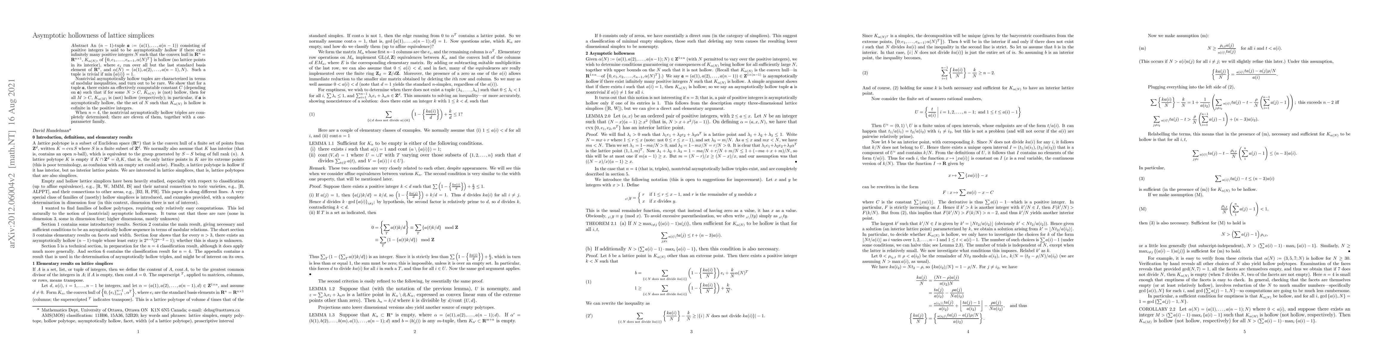 Thumbnail for Asymptotic hollowness of lattice simplices