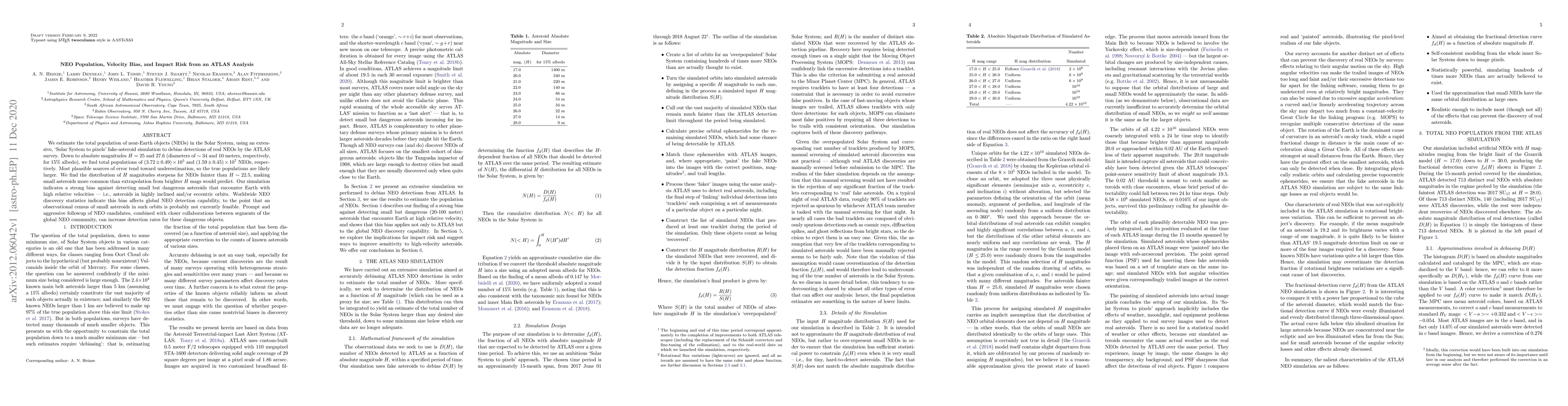 Thumbnail for NEO Population, Velocity Bias, and Impact Risk from an ATLAS Analysis