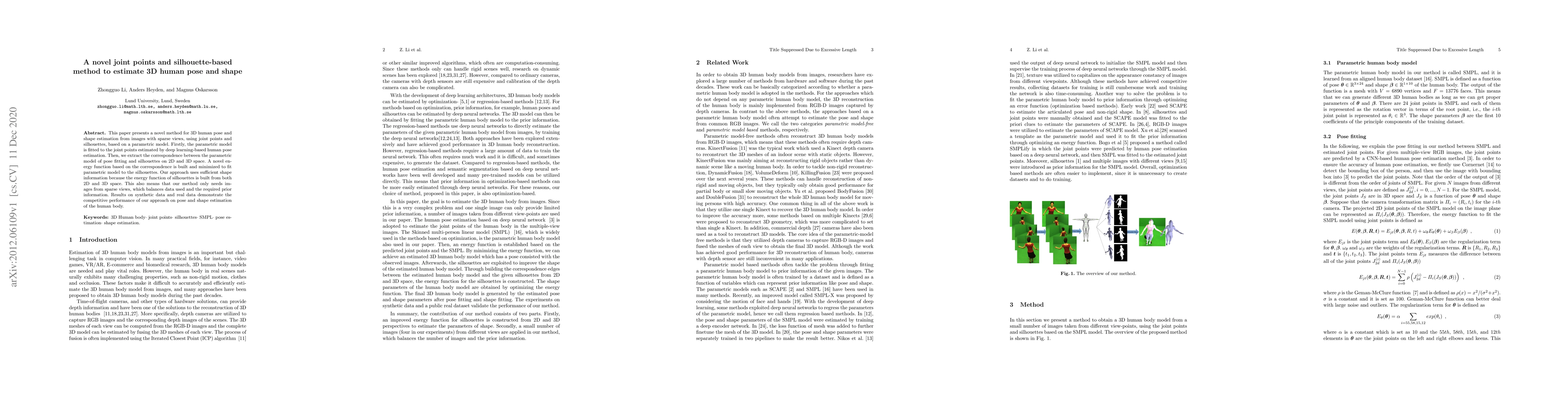 Thumbnail for A novel joint points and silhouette-based method to estimate 3D human
  pose and shape