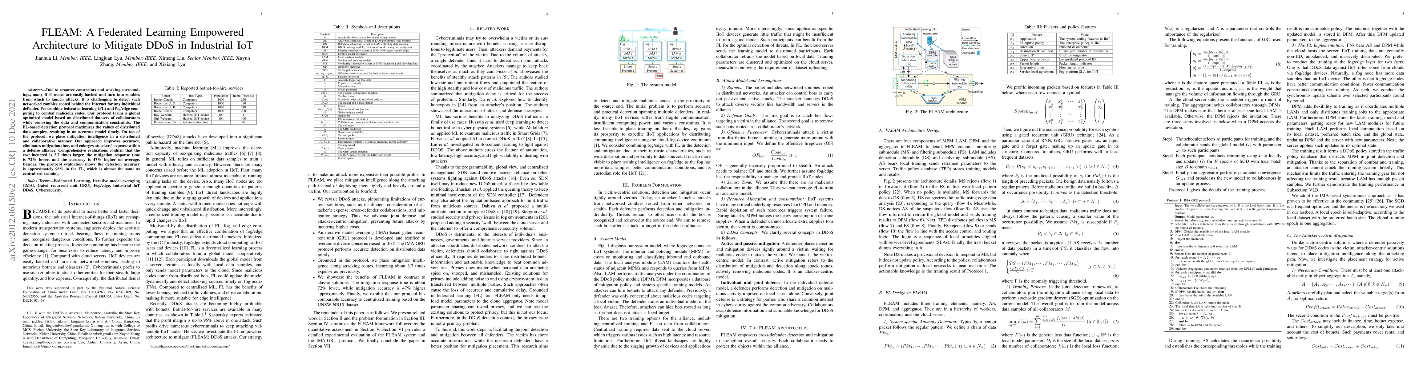 Thumbnail for FLEAM: A Federated Learning Empowered Architecture to Mitigate DDoS in
  Industrial IoT