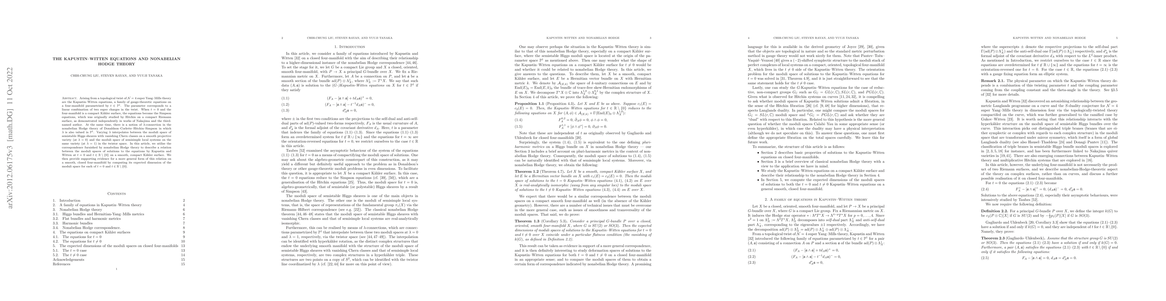 Thumbnail for The Kapustin-Witten equations and nonabelian Hodge theory