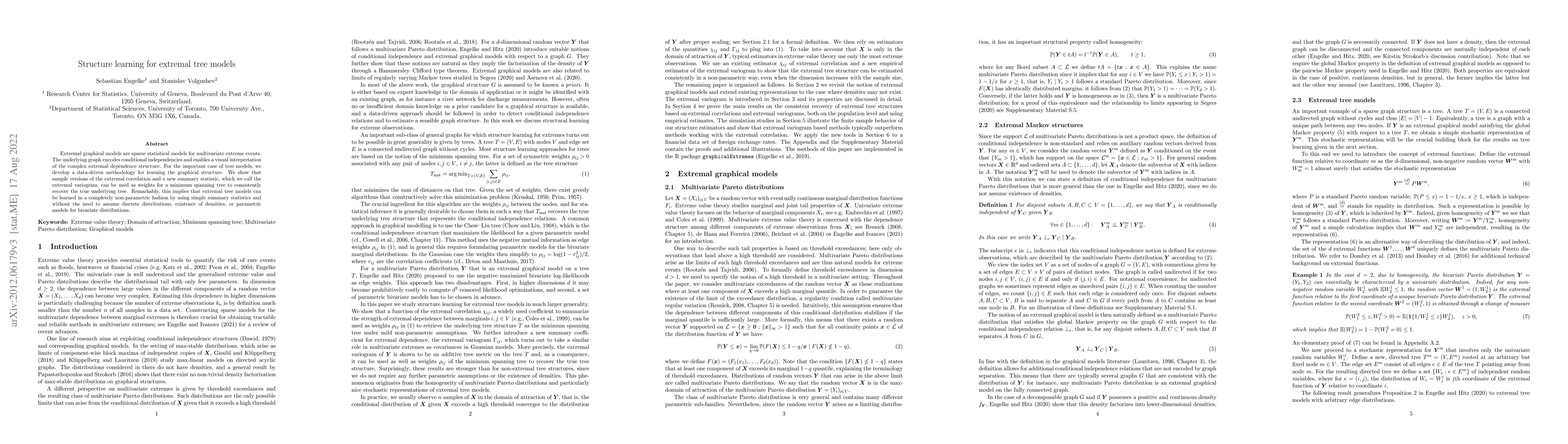Thumbnail for Structure learning for extremal tree models