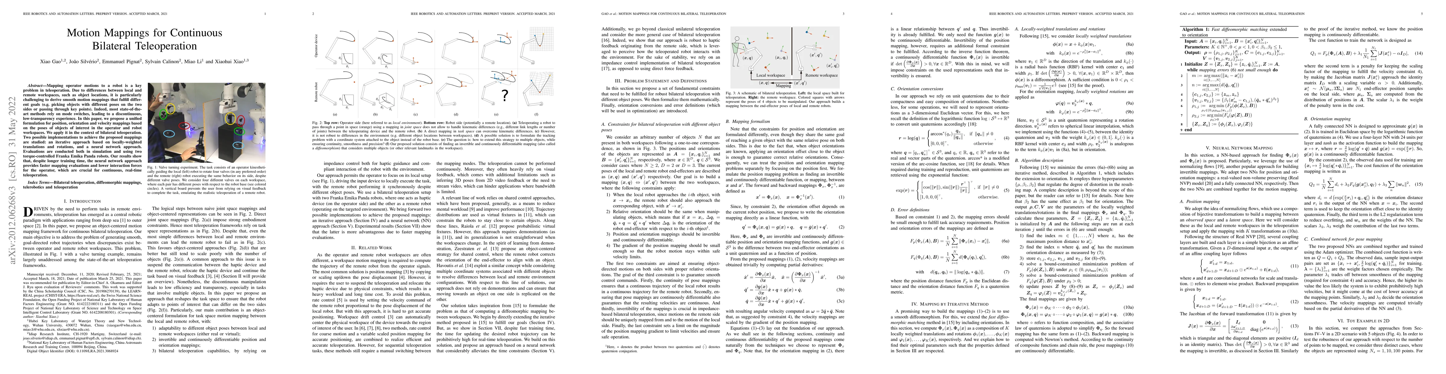 Thumbnail for Motion Mappings for Continuous Bilateral Teleoperation