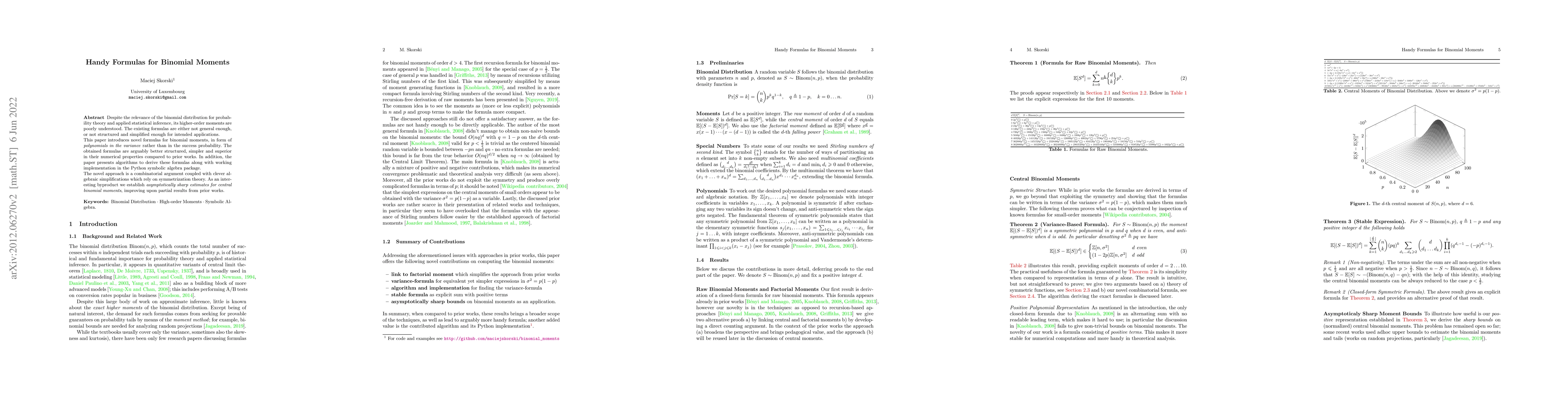 Thumbnail for Handy Formulas for Binomial Moments
