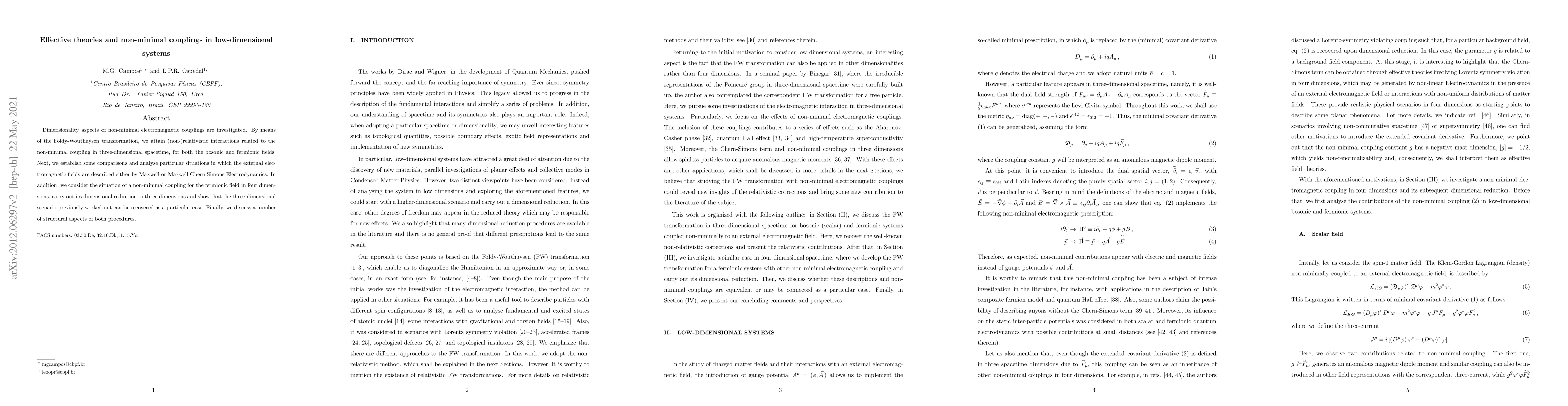 Thumbnail for Effective theories and non-minimal couplings in low-dimensional systems