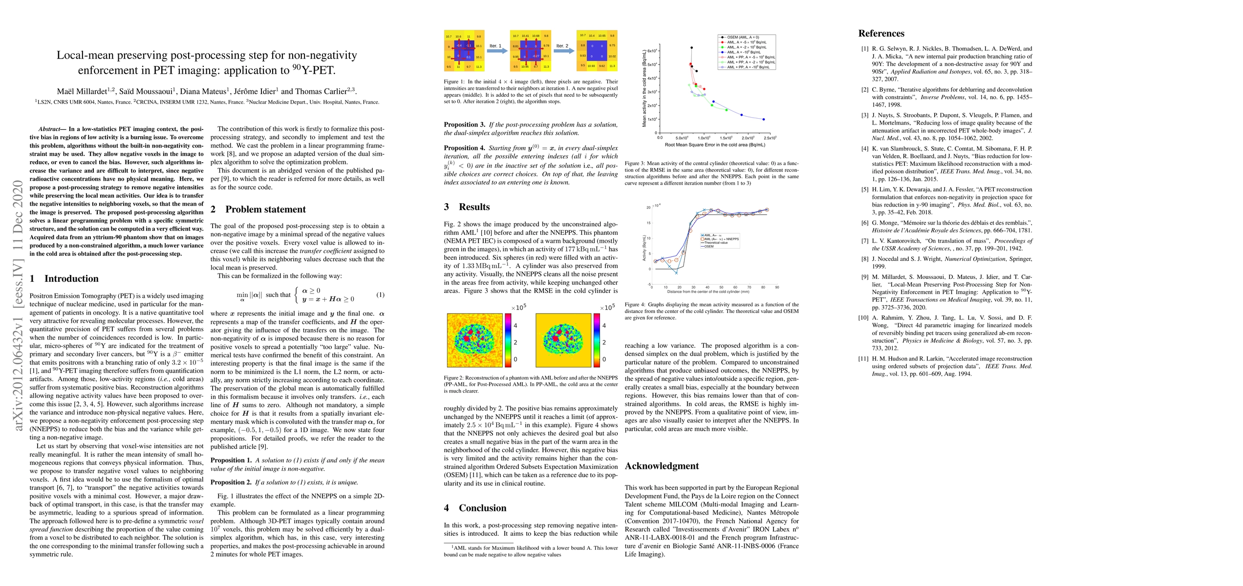 Thumbnail for Local-mean preserving post-processing step for non-negativity
  enforcement in PET imaging: application to $^{90}$Y-PET