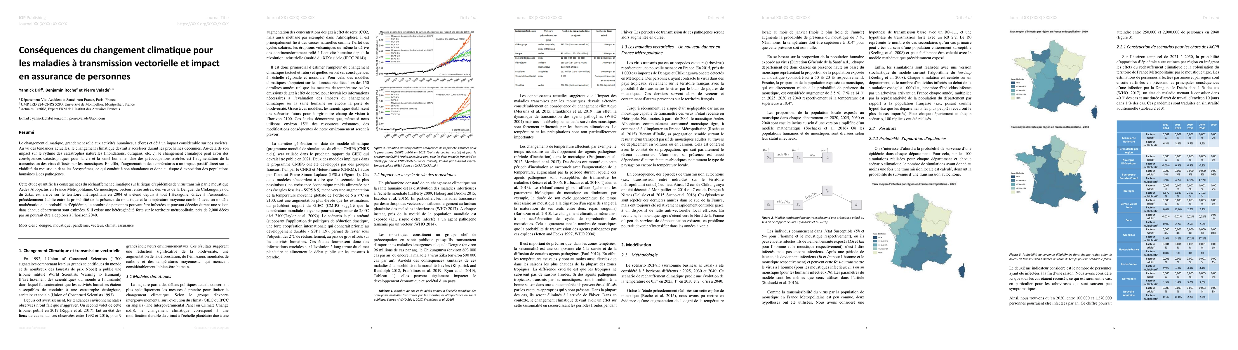 Thumbnail for Cons{\'e}quences du changement climatique pour les maladies {\`a}
  transmission vectorielle et impact en assurance de personnes