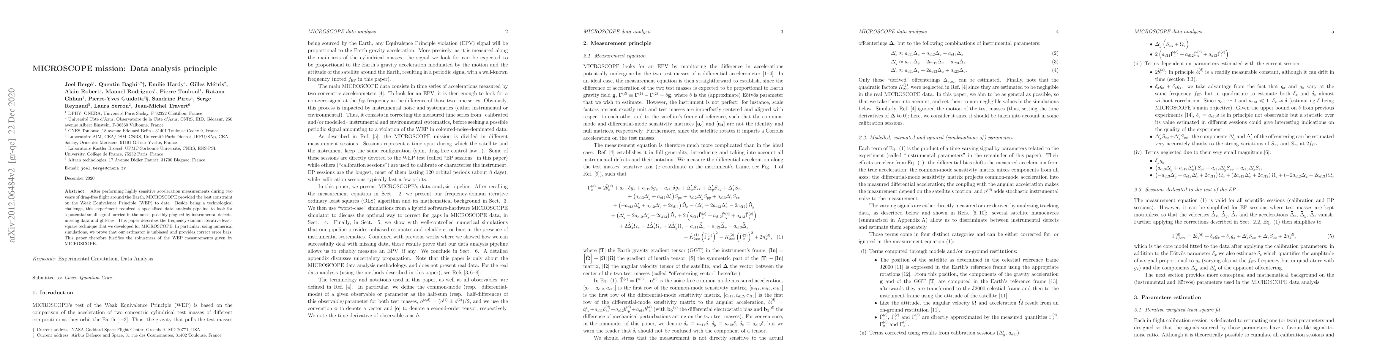 Thumbnail for MICROSCOPE mission: Data analysis principle