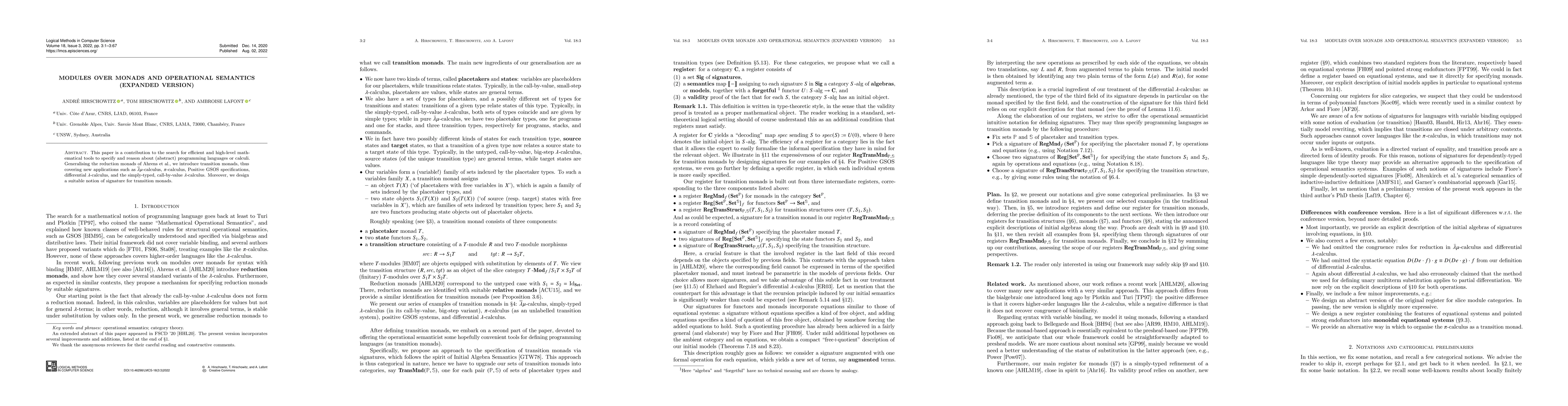Thumbnail for Modules over monads and operational semantics (expanded version)