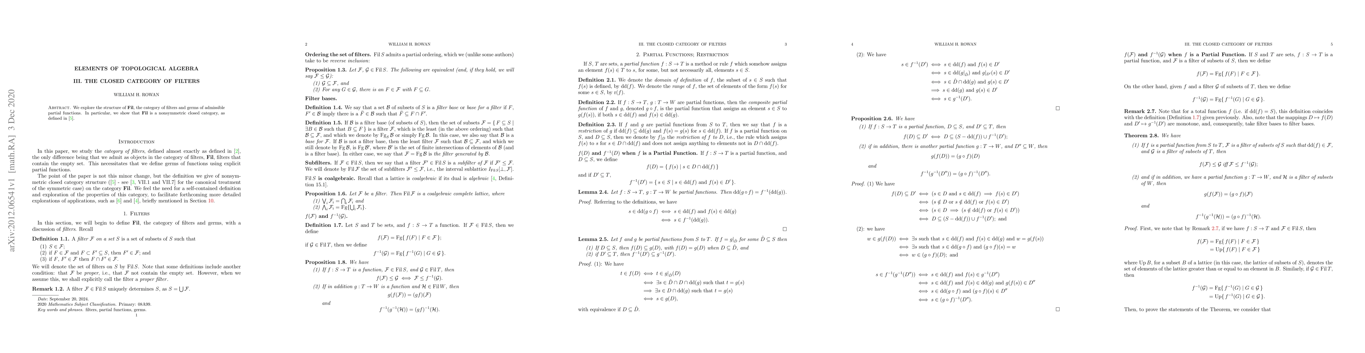 Thumbnail for Elements of Topological Algebra. III. The Closed Category of Filters