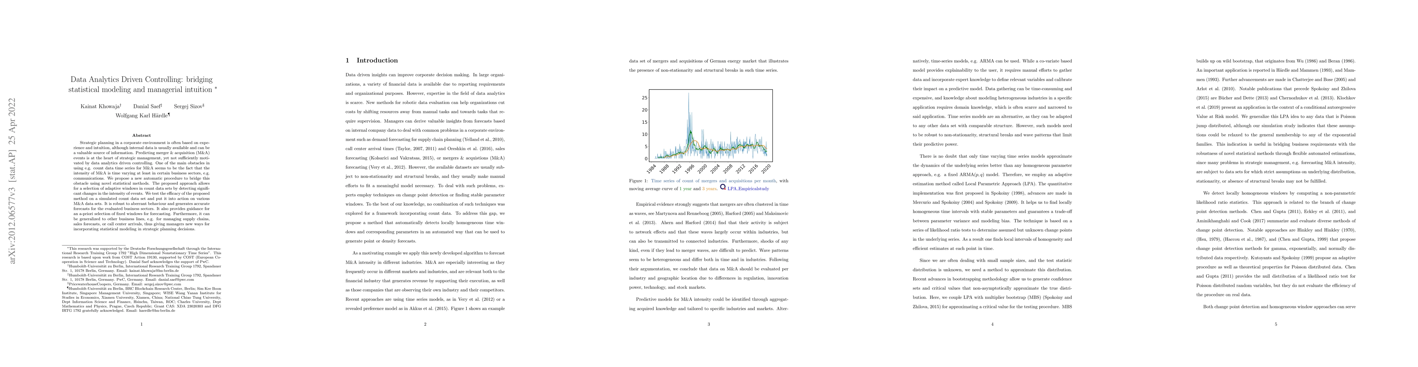 Thumbnail for Data Analytics Driven Controlling: bridging statistical modeling and
  managerial intuition