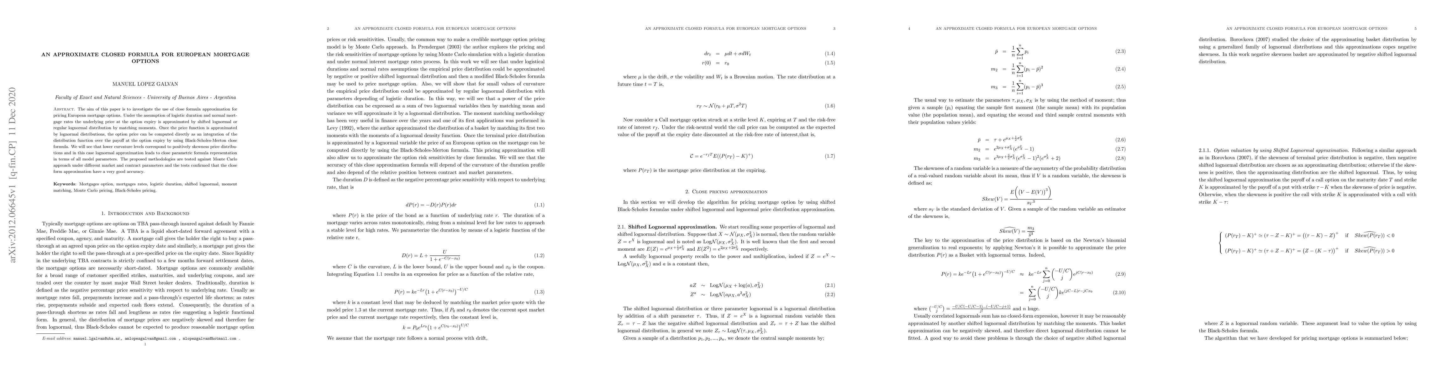 Thumbnail for An approximate closed formula for European Mortgage Options