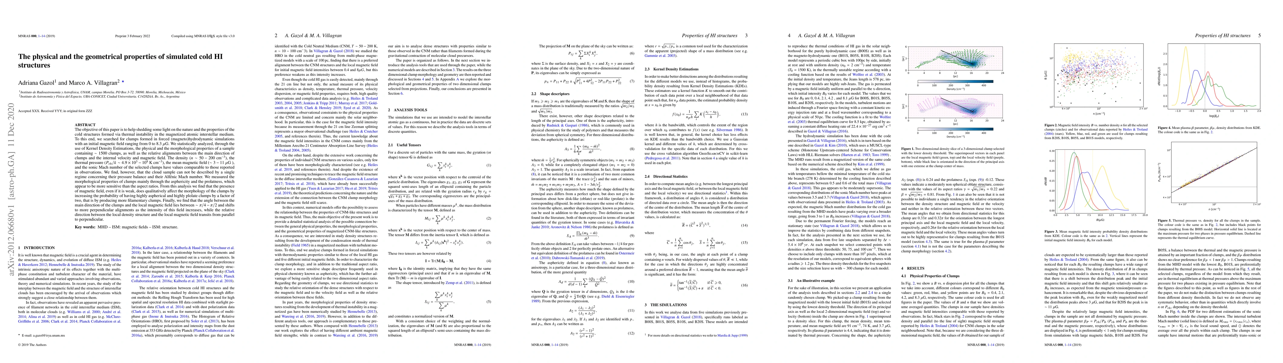 Thumbnail for The physical and the geometrical properties of simulated cold HI
  structures