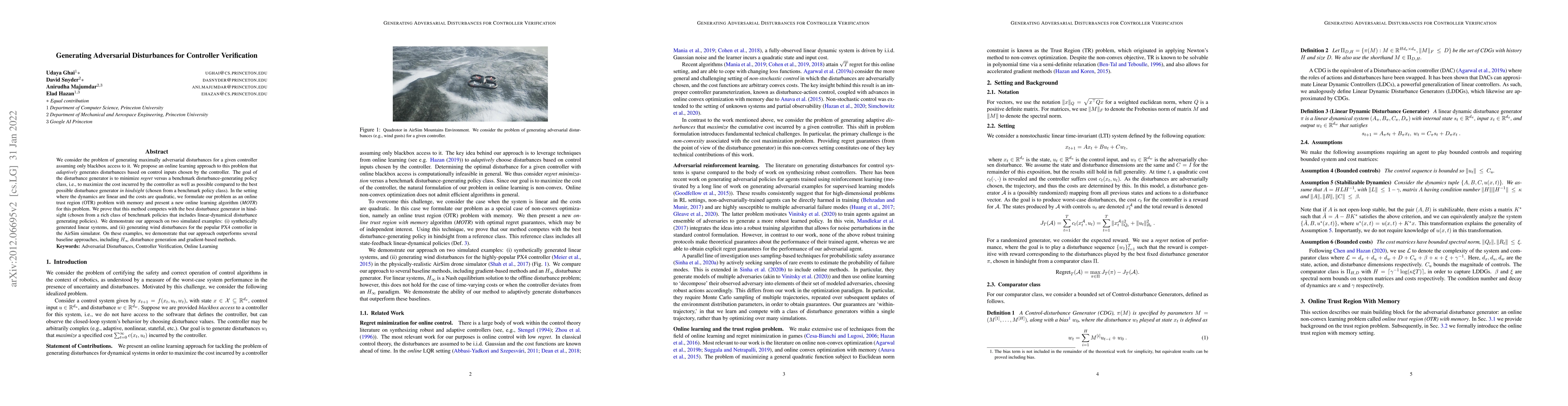 Thumbnail for Generating Adversarial Disturbances for Controller Verification