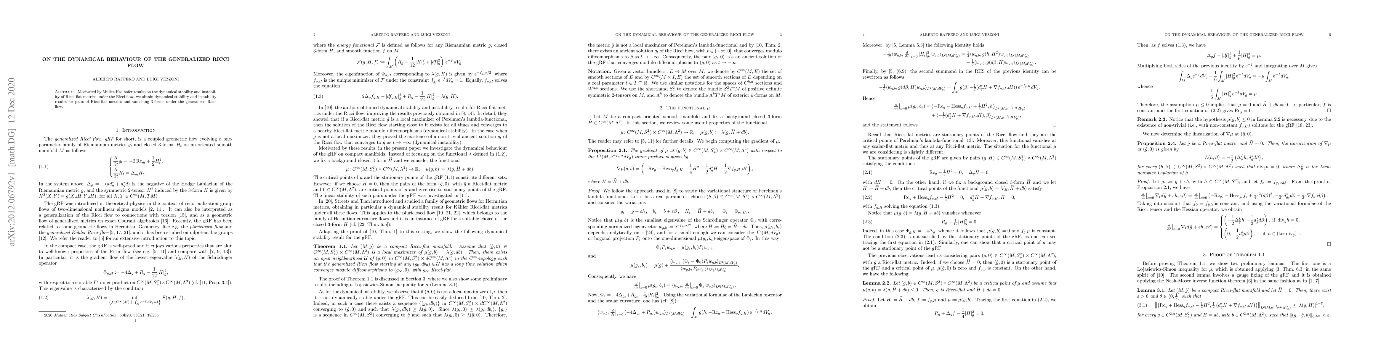 Thumbnail for On the dynamical behaviour of the generalized Ricci flow
