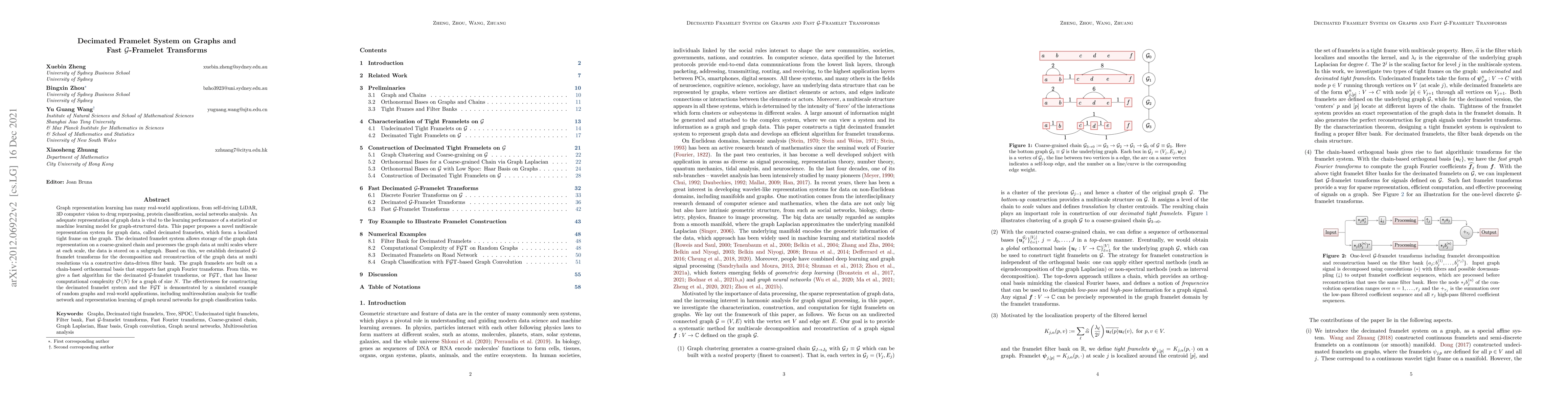 Thumbnail for Decimated Framelet System on Graphs and Fast G-Framelet Transforms