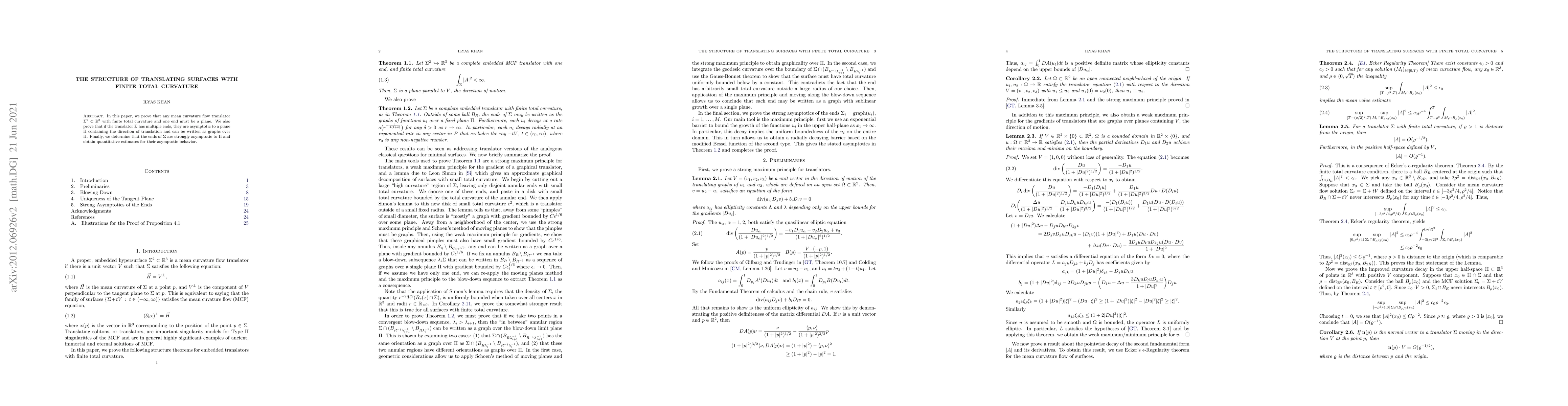 Thumbnail for The Structure of Translating Surfaces with Finite Total Curvature