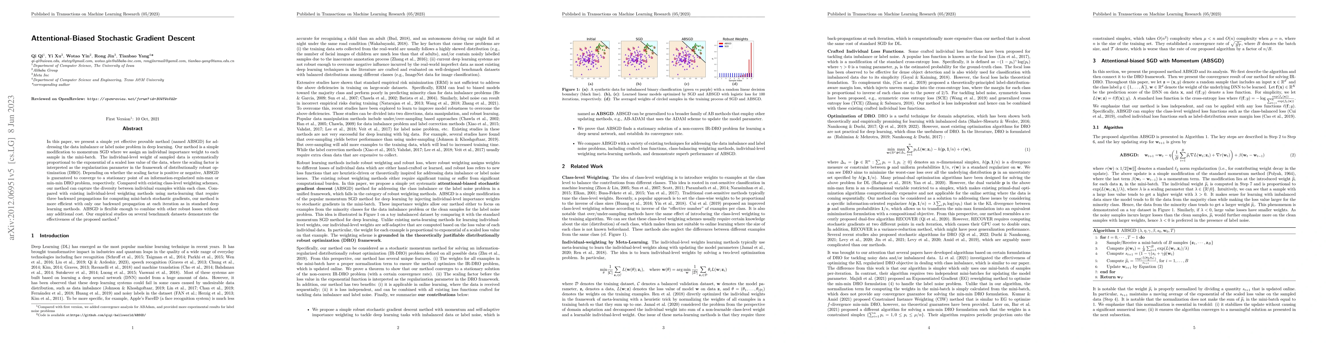 Thumbnail for Attentional-Biased Stochastic Gradient Descent