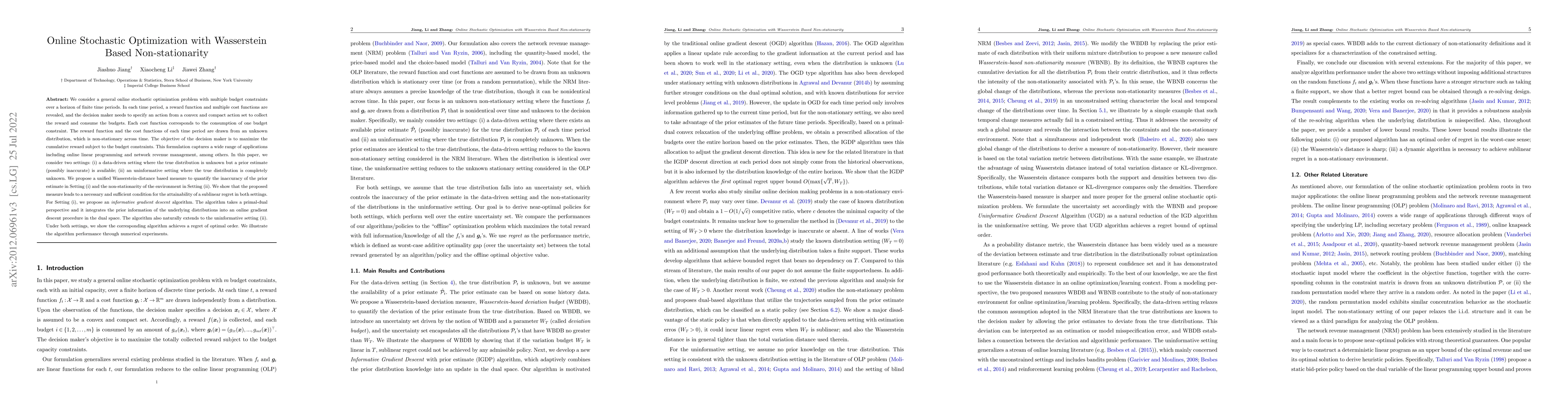 Thumbnail for Online Stochastic Optimization with Wasserstein Based Non-stationarity