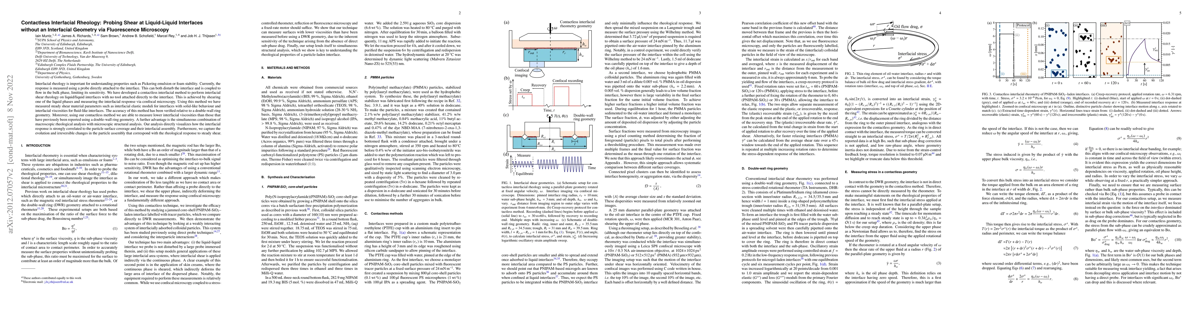 Thumbnail for Contactless Interfacial Rheology: Probing Shear at Liquid-Liquid
  Interfaces without an Interfacial Geometry via Fluorescence Microscopy