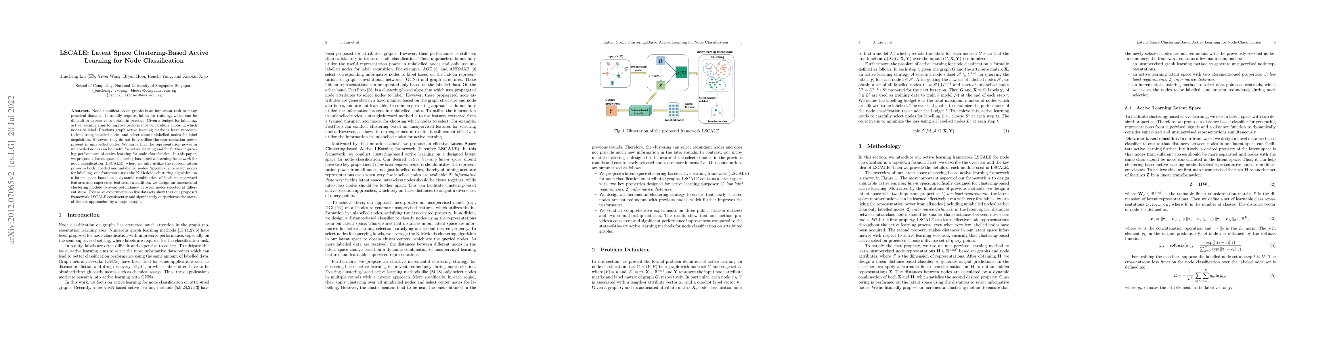 Thumbnail for LSCALE: Latent Space Clustering-Based Active Learning for Node
  Classification