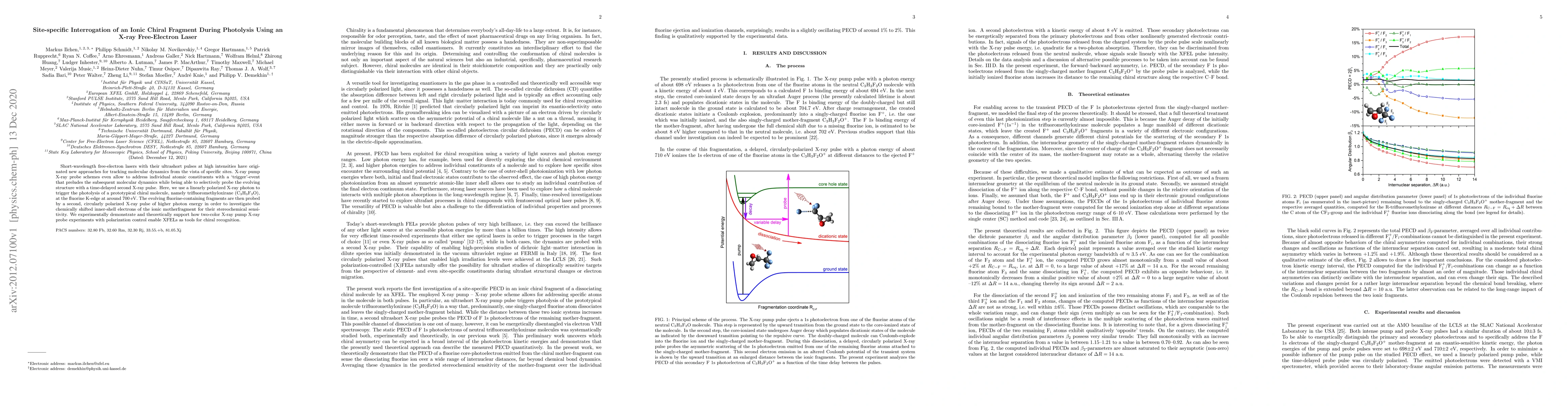 Thumbnail for Site-specific Interrogation of an Ionic Chiral Fragment During
  Photolysis Using an X-ray Free-Electron Laser