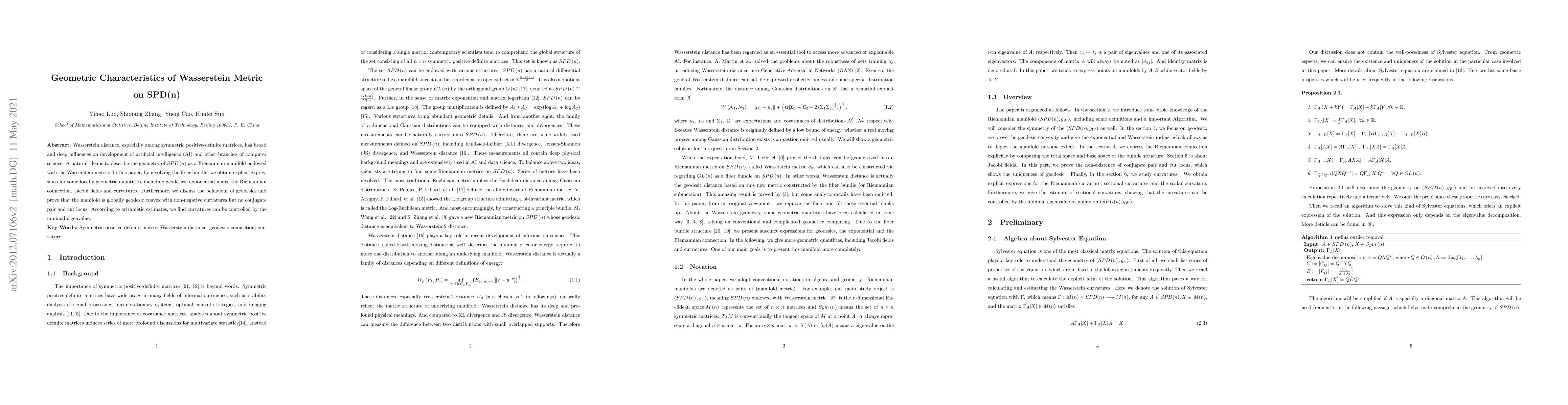 Thumbnail for Geometric Characteristics of Wasserstein Metric on SPD(n)