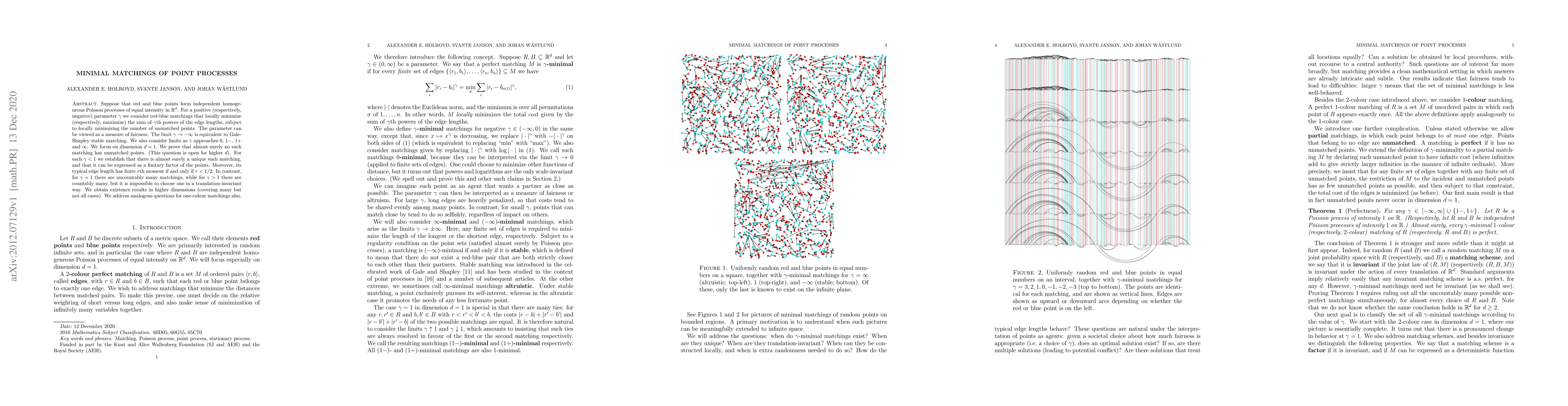 Thumbnail for Minimal matchings of point processes