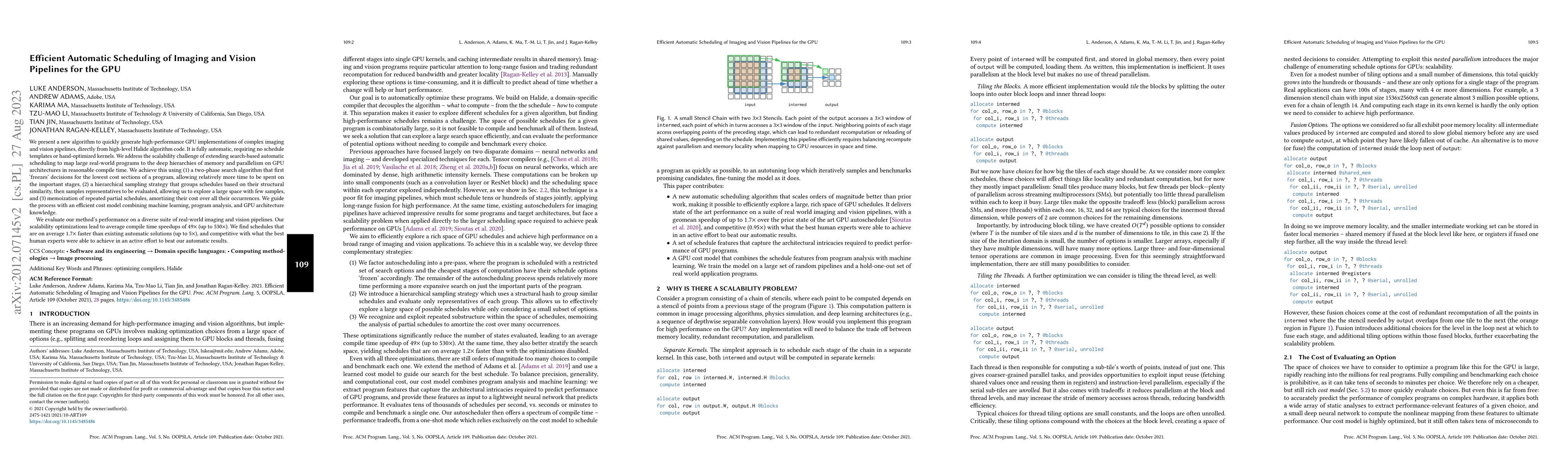Thumbnail for Efficient Automatic Scheduling of Imaging and Vision Pipelines for the
  GPU